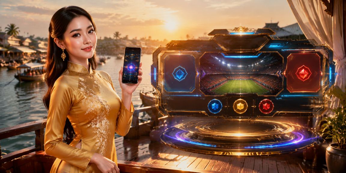 Người dùng Cần Thơ mặc áo dài trải nghiệm esports betting trên điện thoại di động